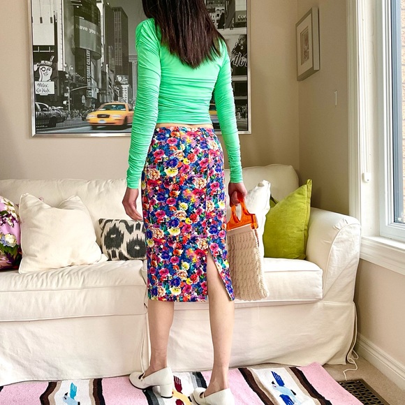 Zara multicoloured floral stretchy pencil skirt - Picture 5 of 10